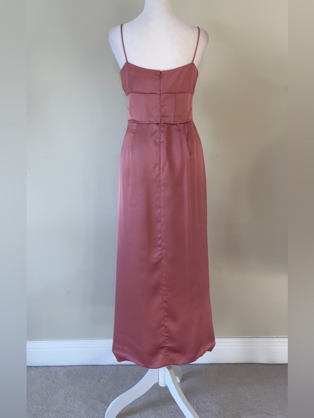 Zara Corsetry Satin Slip Midi Dress with Side Slit in Rose Dust EUC Size Small - Picture 10 of 12